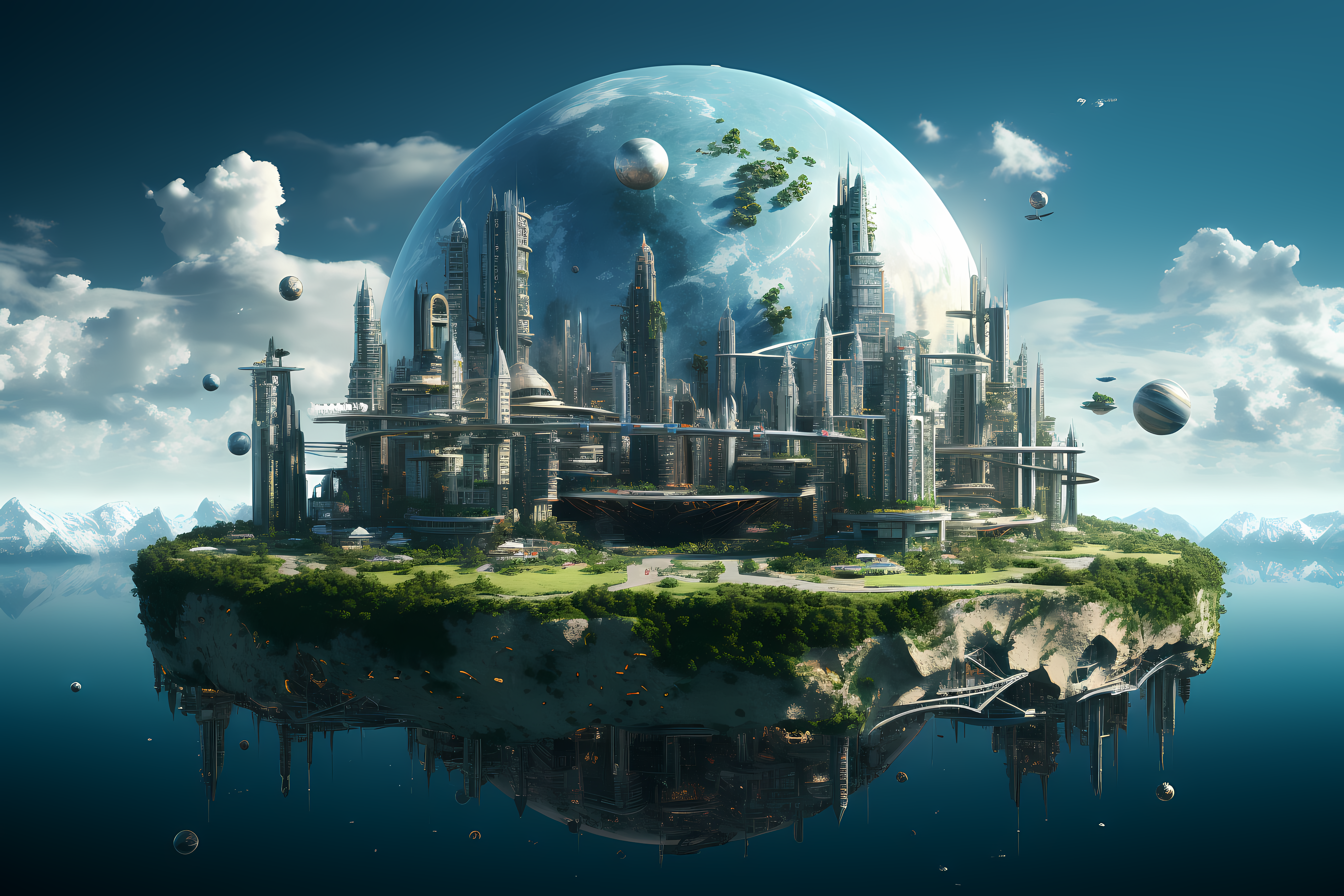 futuristic view high tech earth planet